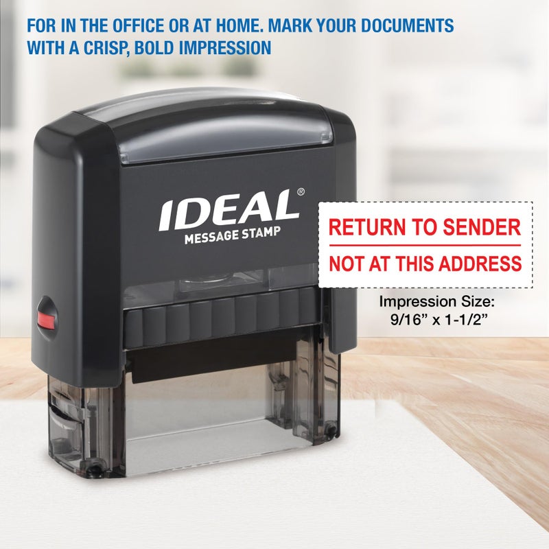 IDEAL Self Inking Stamp â€“ Return to Sender, NOT at This Address â€“ Red Ink, Impression Size 9/16â€ x 1-1/2â€ - Image 3